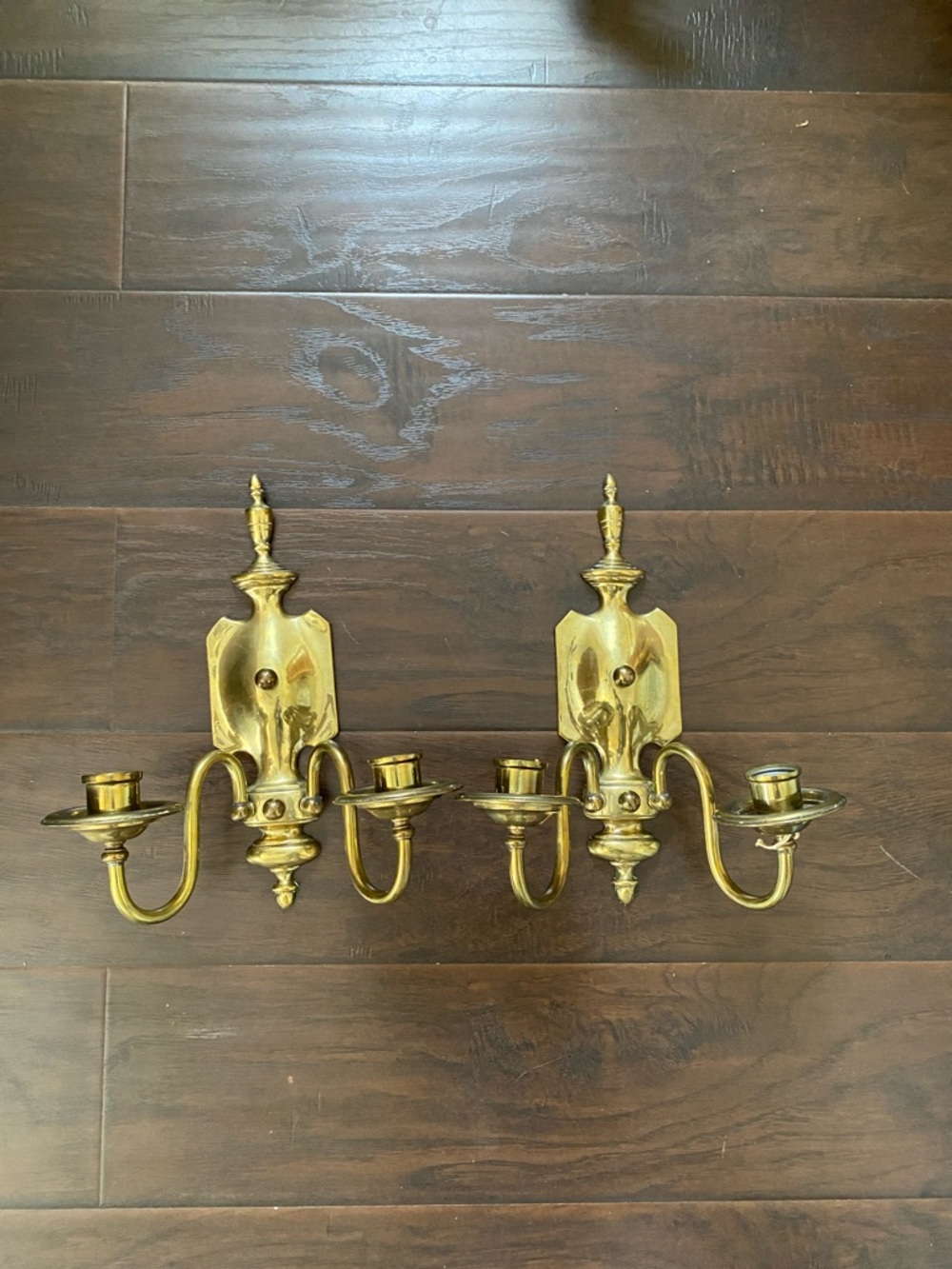 Set of two vintage brass wall sconces
